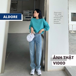 Quần jean ống suông jean baggy nữ xanh nhạt MSL1