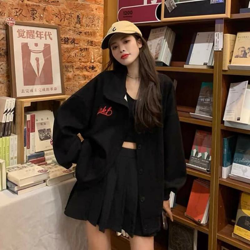 Áo khoác Cardigan trơn thêu chữ 🏝️