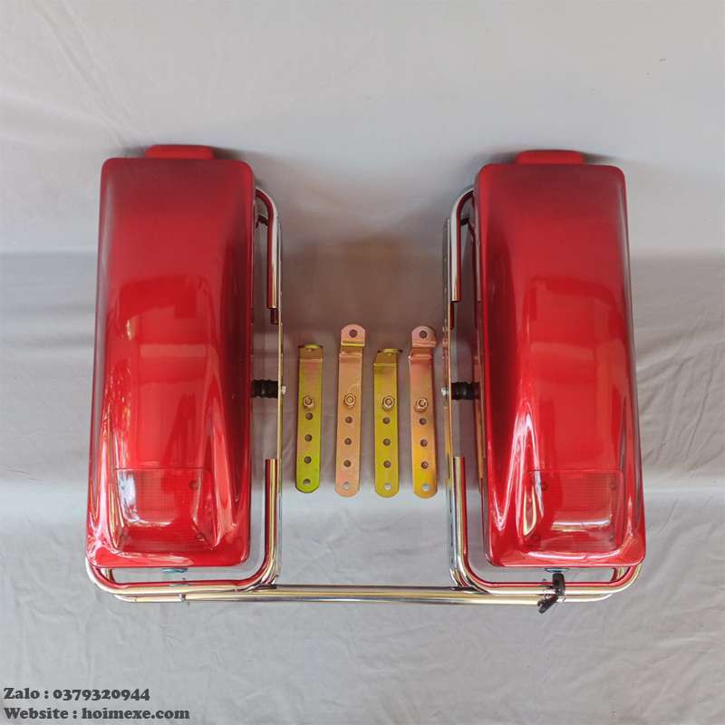 Cặp thùng hông xe máy màu đỏ +2 khung+4 pass