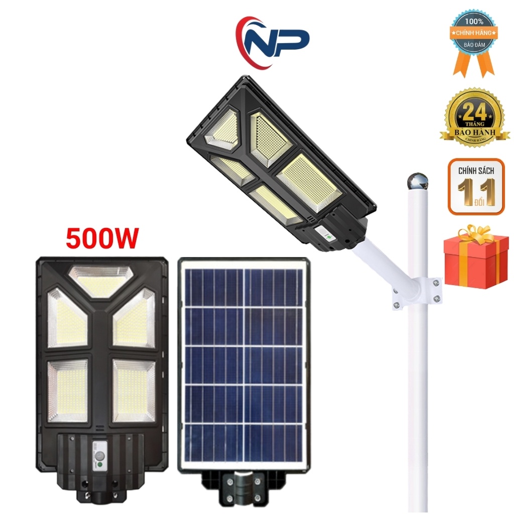 [Quà tặng100K]Đèn Đường Năng Lượng Mặt Trời Liền Thể Kép Công Suất Lớn 500W,Cảm Biến Chuyển Động, Điều Khiển, BH 2 năm