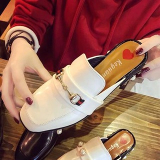Giầy da lười không gót thoáng chân