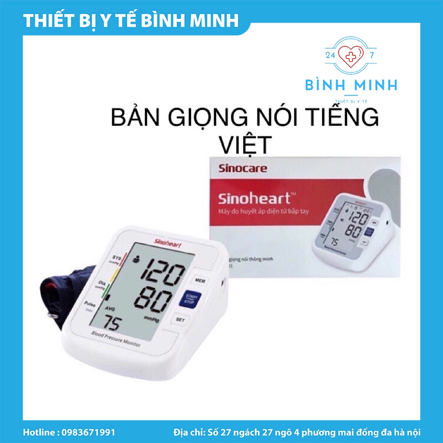 ( TBYT BÌNH MINH ) Máy đo huyết áp Sinocare BA-801 Chính Hãng ( Giọng nói Tiếng Việt)