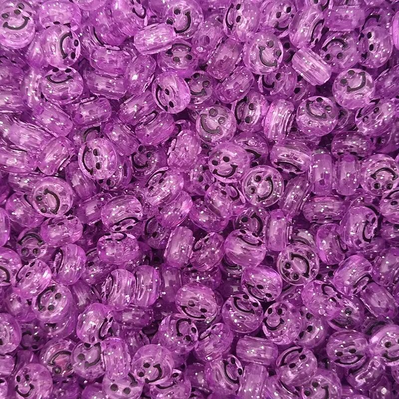 Bộ 50 Hạt Nhựa Hình Mặt Cười 10mm Làm Trang Sức Thủ Công