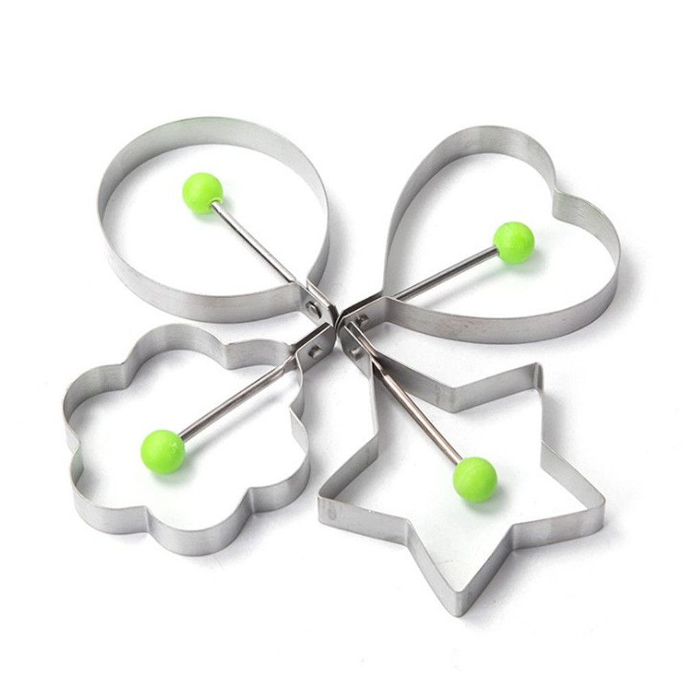 Khuôn Chiên Trứng Hình Tròn / Ngôi Sao / Trái Tim Bằng Thép Không Gỉ