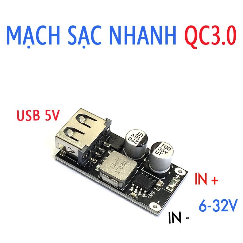 Mạch nguồn hạ áp, giảm áp DC đầu ra 5V 3A USB, Mạch Sạc Nhanh USB QC3.0