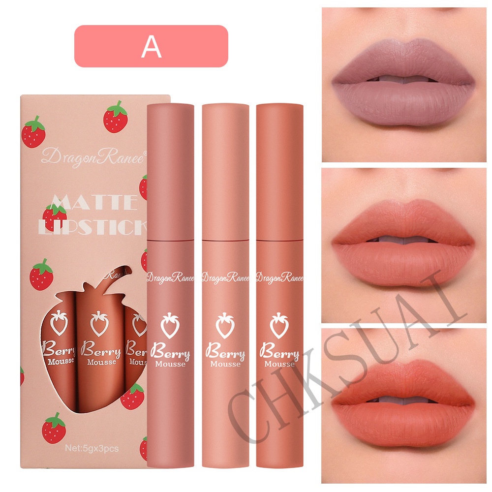 Bộ 3 Son Môi Dạng Bút Chống Thấm Nước Không Dính Ly Lâu Trôi