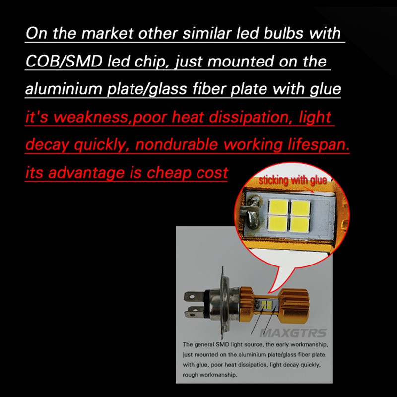 Đèn pha LED MAXGTRS H4 HS1 H6 BA20D 1860 chuyên dụng cho xe máy