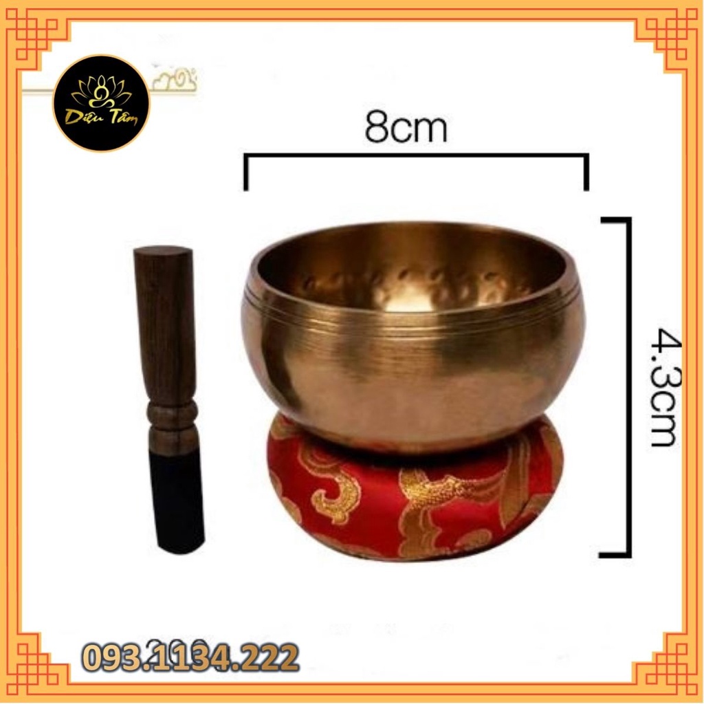 Chuông xoay Nepal Tây Tạng bằng Đồng, cây gõ mõ và đế - Chiếc bát biết hát thư giãn tâm hồn