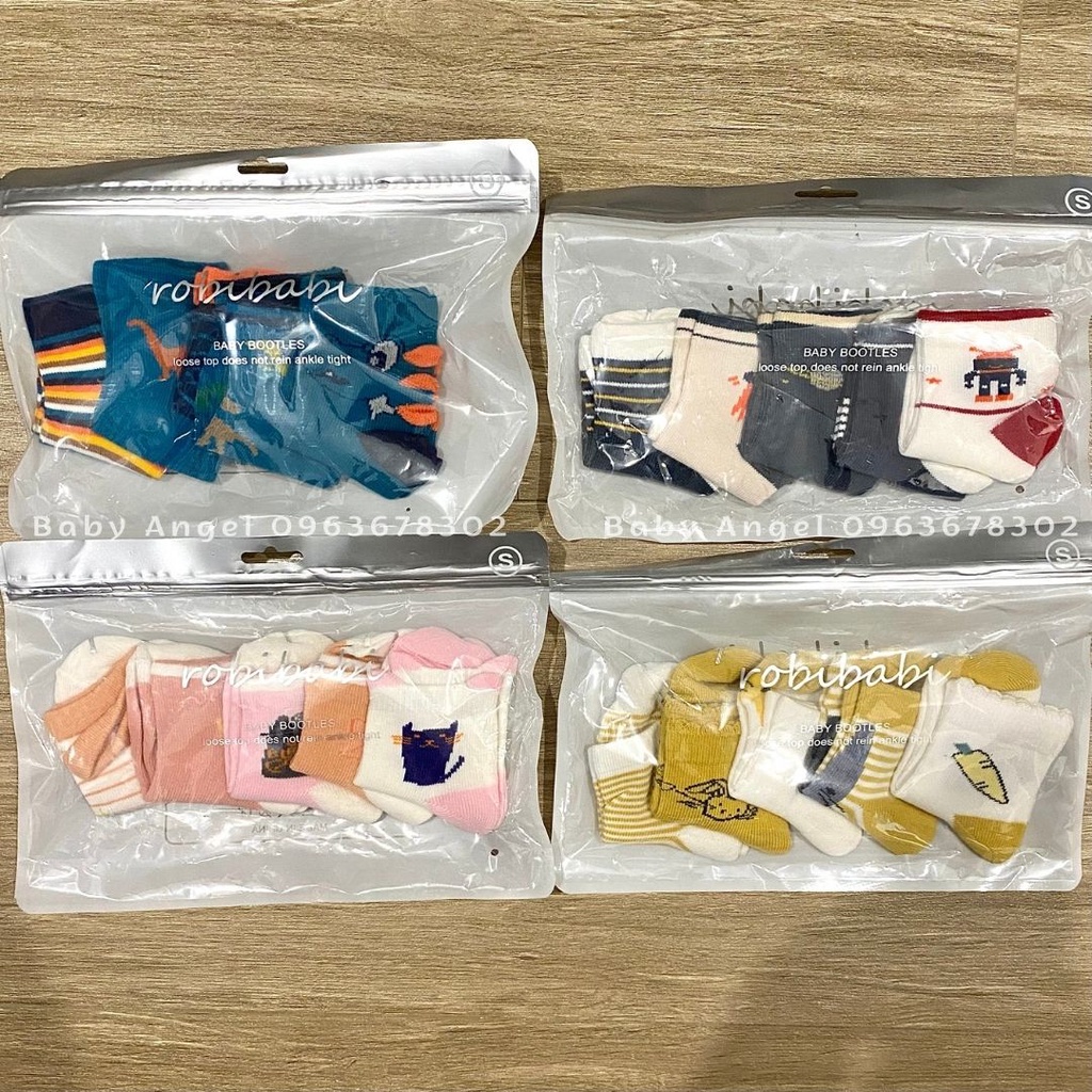 [𝑮𝑰𝑨́ 𝑯𝑼̉𝒀 𝑫𝑰𝑬̣̂𝑻] Set 5 đôi tất dày cho bé, họa tiết dễ thương 0-1,5t 1,5-3t