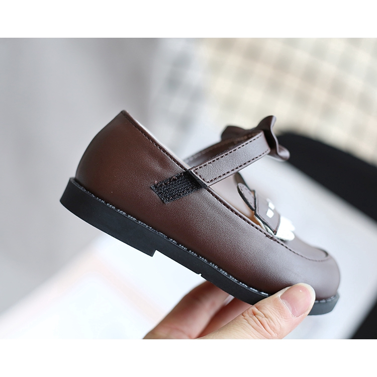Giày da mềm đính nơ xinh xắn cho bé gái 2-6 tuổi
