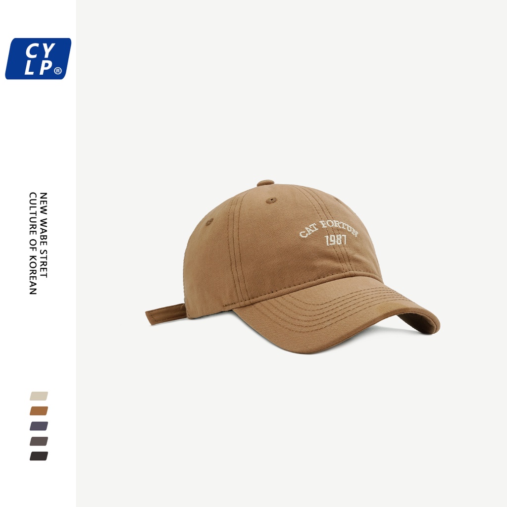 Nón lưỡi trai mềm thêu 1987 thời trang thu đông phong cách hàn quốc cho nam và nữ