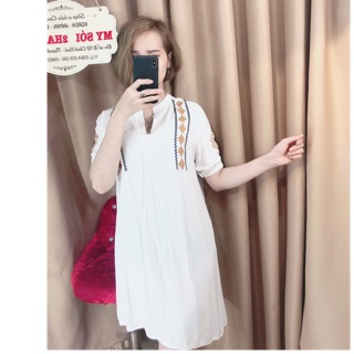 Đầm sơ mi cotton 100% sz Sm nhỏ