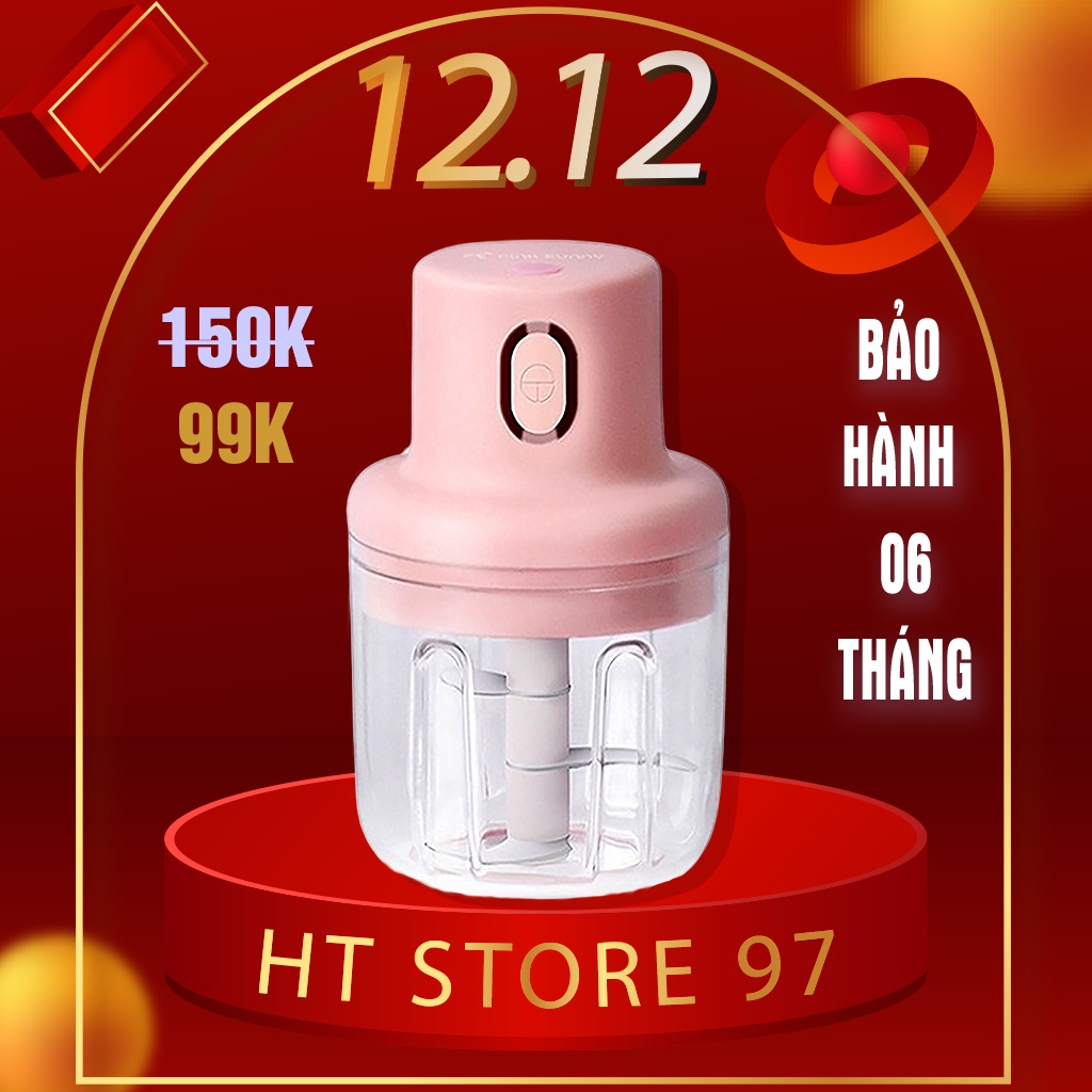 [Mã ELHA22 giảm 5% đơn 300K] Máy Xay Tỏi Ớt Mini Đa Năng Thể Tích 250ml, Kèm Dây Sạc Usb