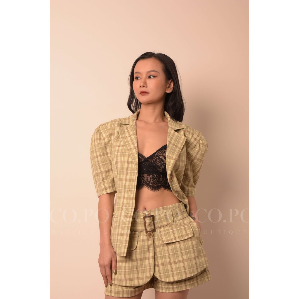 VEST CAO CẤP-[NHẬP MÃ POLA1405 GIẢM 20K]-SET THIẾT KẾ KOMOKO CROP-THUN CARO-VEST NGẮN NƠ EO-SET CÔNG SỞ | BigBuy360 - bigbuy360.vn