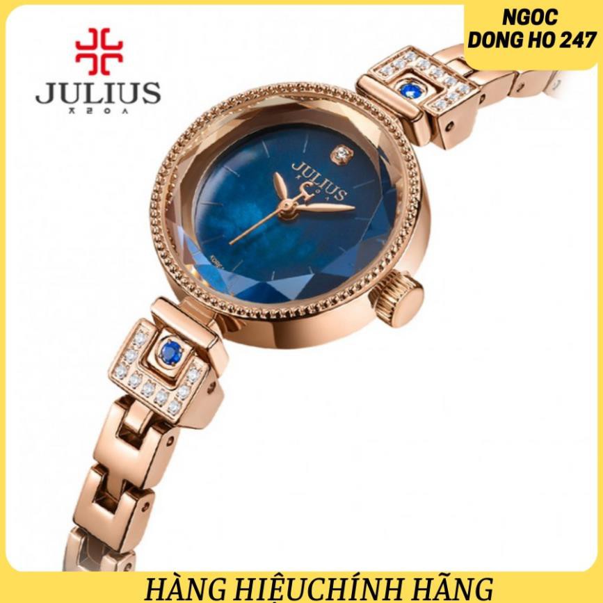 Đồng Hồ Nữ Julius Hàn Quốc Lăng Kính 3D JA-981 Đồng Xanh