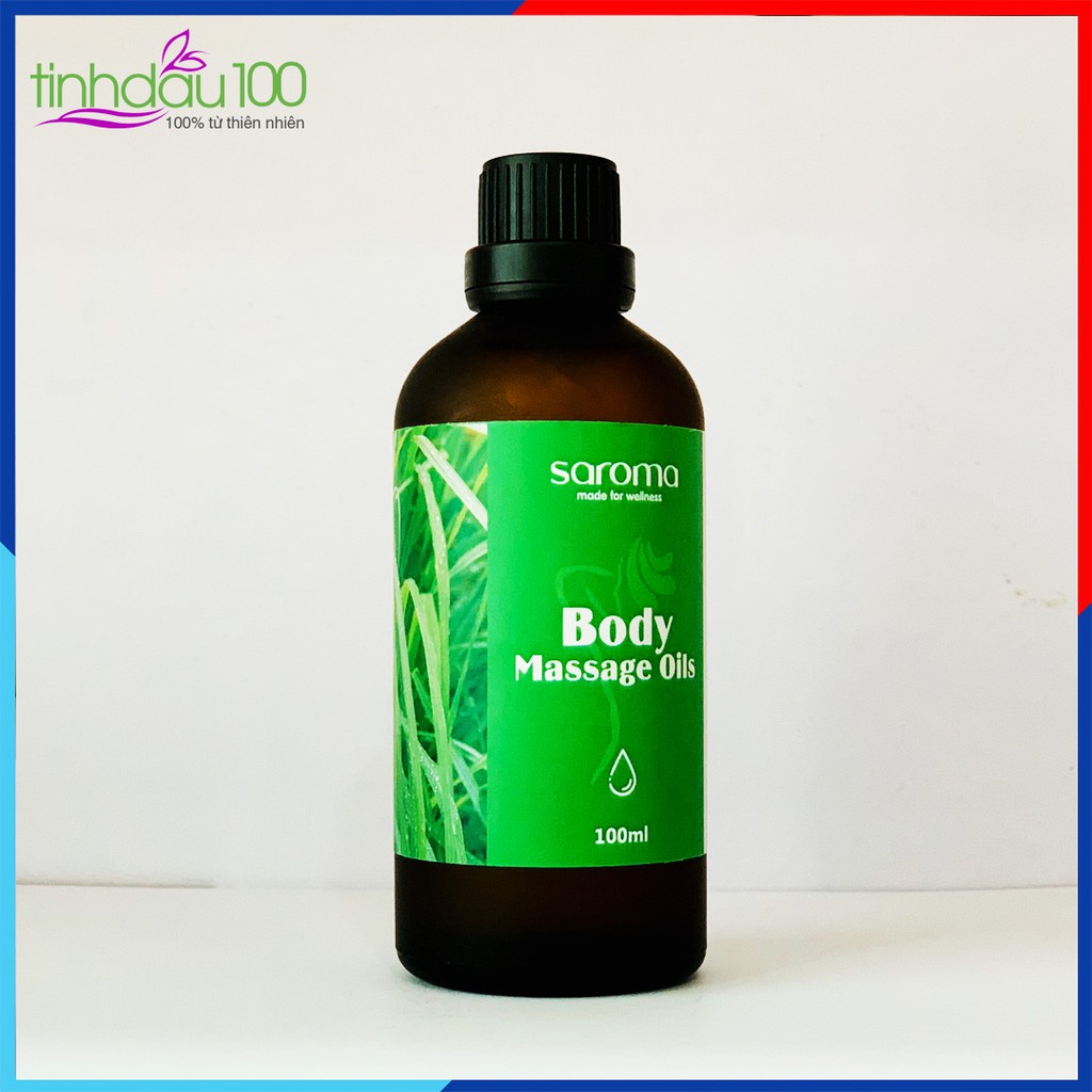 Dầu massage body sả chanh Saroma thư giãn. Tinh dầu massage giảm mệt mỏi chai 100ml Tinh Dầu 100 Store