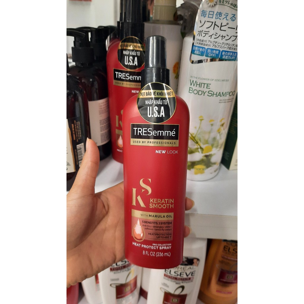 Xịt Bảo Vệ Tóc Khỏi Nhiệt TRESemmé Keratin Smooth Heat Protect Spray - xịt tóc TRESemmé - tặng mặt nạ