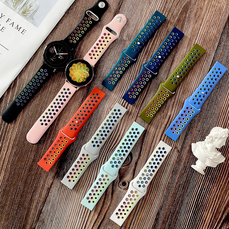 Dây Đeo Silicon Màu Cầu Vồng 22mm 20mm 42mm Cho Đồng Hồ Thông Minh Samsung Galaxy 46mm 42mm Và Huawei Gt 2 Amazfit