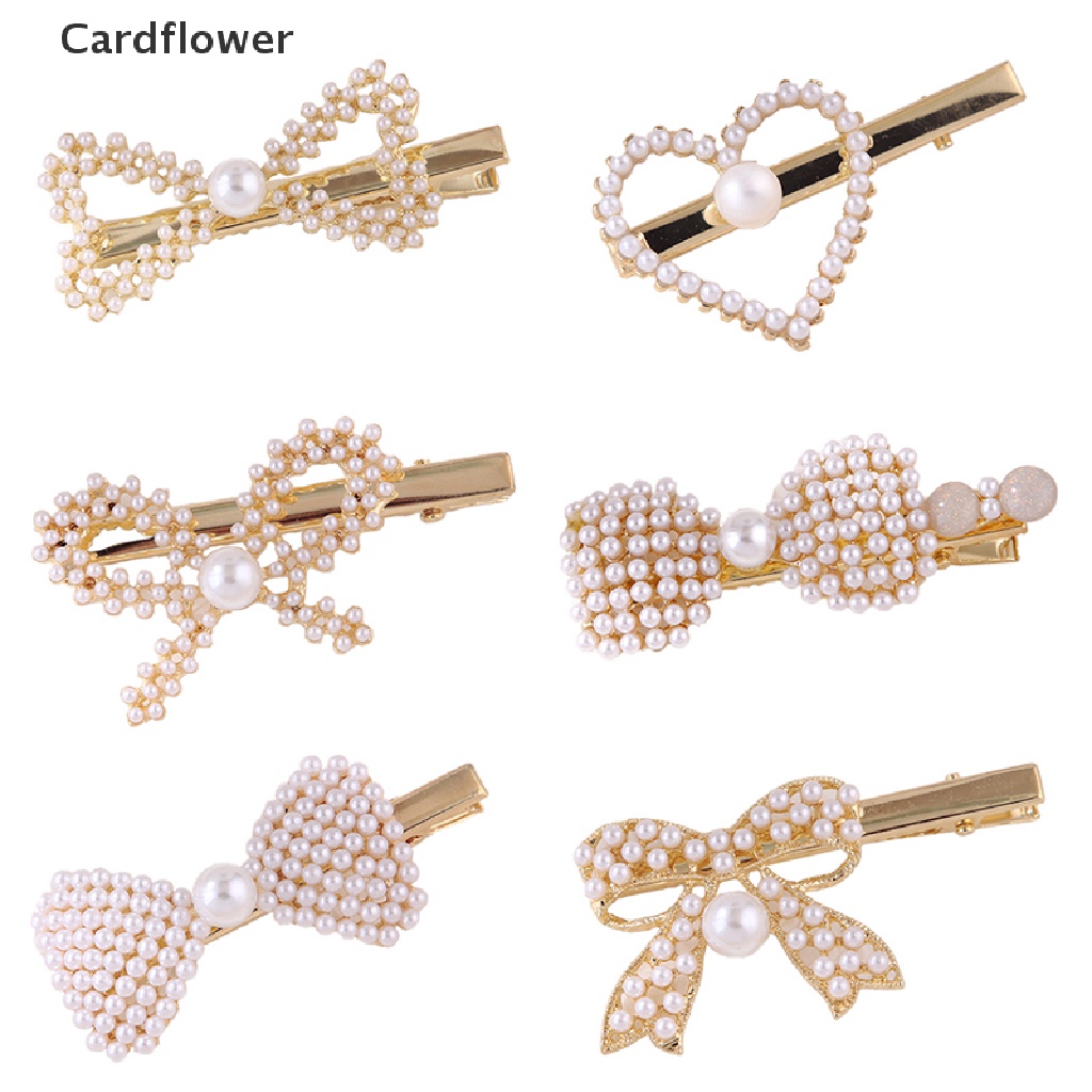 &lt; Cardflower &gt; Kẹp Tóc Đính Kim Cương Ngọc Trai Hình Học Phổ Biến Thời Trang Cho Nữ Đang Giảm