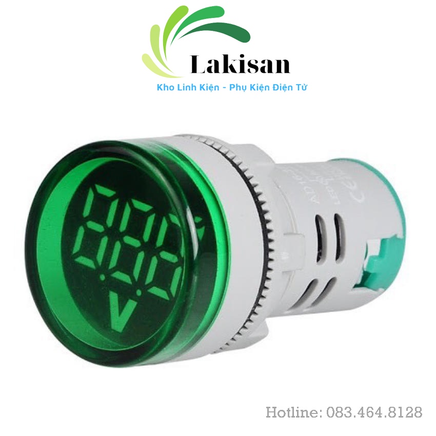Đèn báo pha hiển thị điện áp Volt - Màu Xanh - Đỏ - Vàng phi 22mm dùng điện 12V - 220V