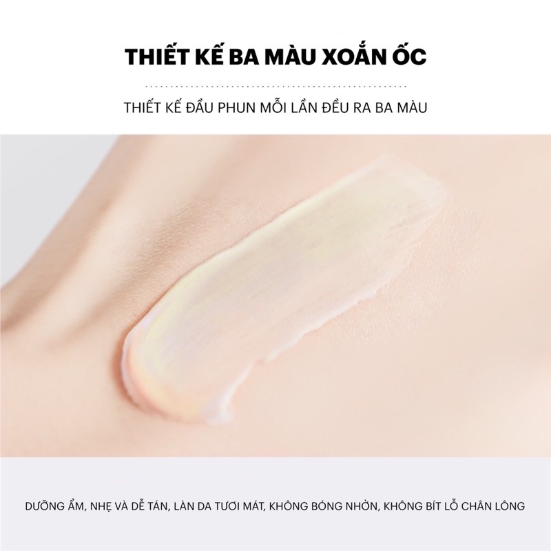 Kem lót 3 màu BAIZTON cấp ẩm làm đầy lỗ chân lông cho da mụn và da xanh xao bảo vệ da