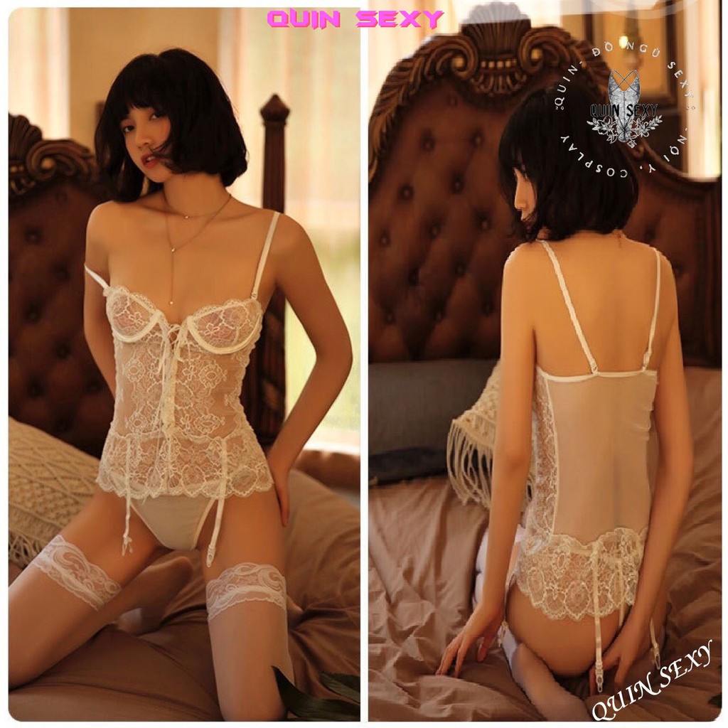 Set đồ lót ren xuyên thấu sexy gọng kẹp vớ sexy