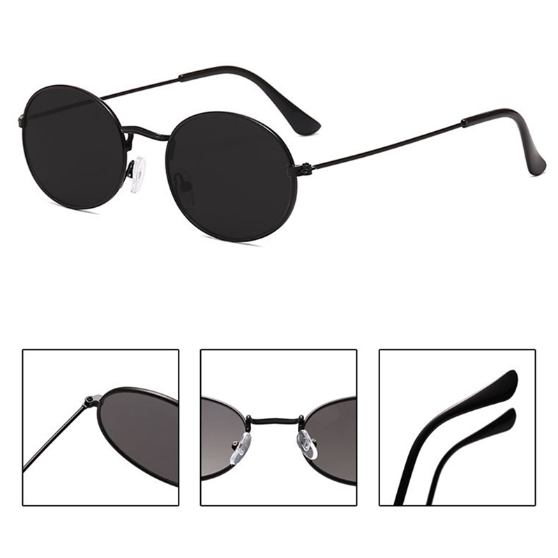 New Retro Classic Vintage Round Polarized Sunglasses Men Brand Designer Sun Glasses Women Metal Frame Black lens Eyewear Driving