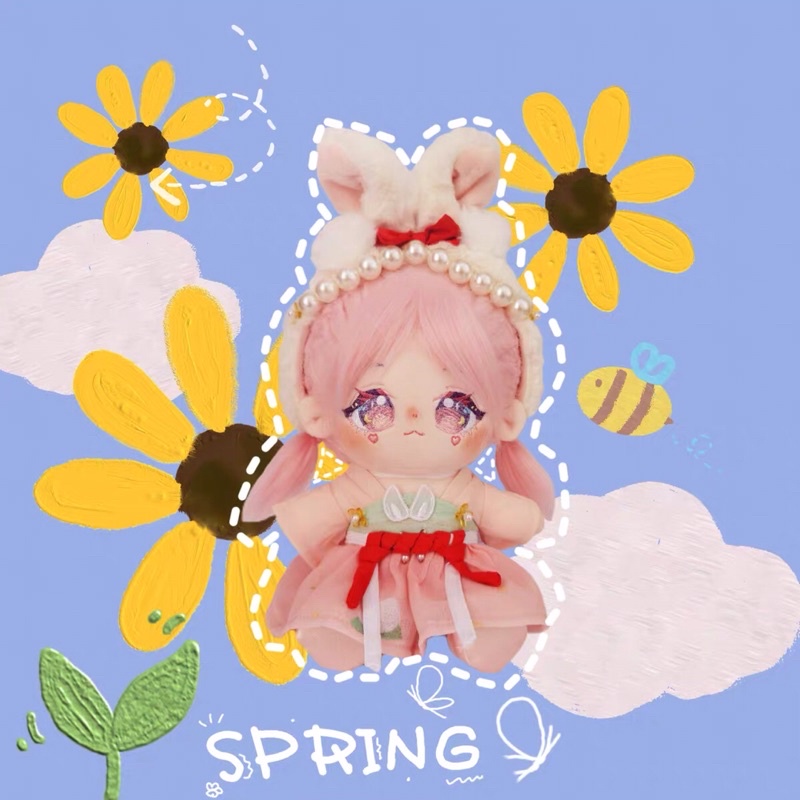 Doll 20cm Huyễn Đào Thỏ Tai Cụp Có Thể Tháo Rời