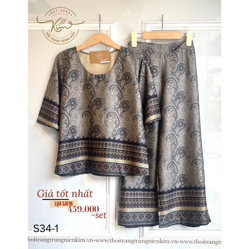 Set bộ trung niên lụa satin sang trọng