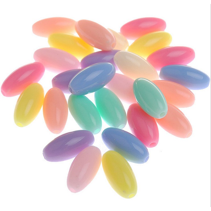 Bộ 30 hạt nhựa màu kẹo 7x15mm dùng làm trang sức thủ công