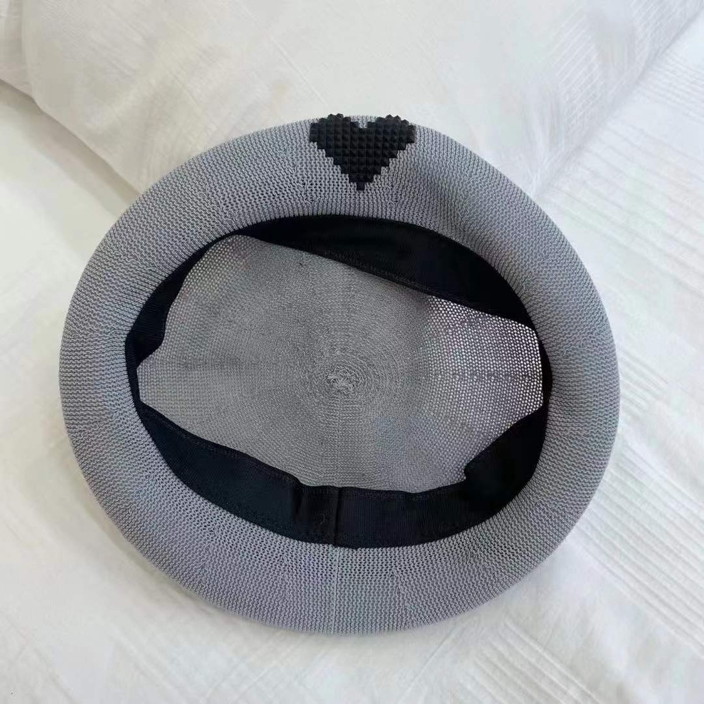 Mũ nồi bằng cotton lanh thêu hình trái tim thời trang Hàn Quốc