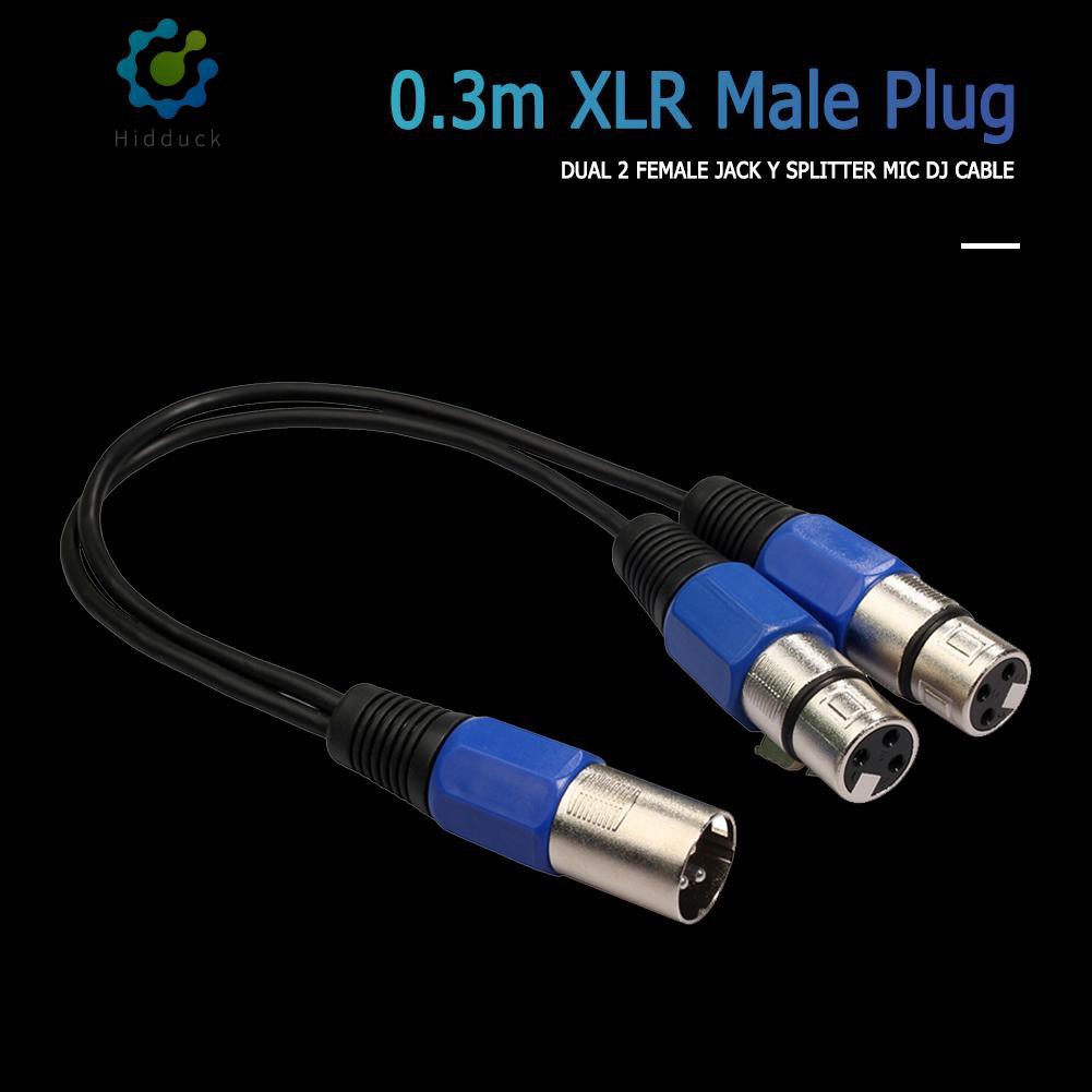 Hidduck✡0.3m XLR Male Plug to Dual XLR Female Jack Y Splitter Mic DJ Audio Cable✡COD