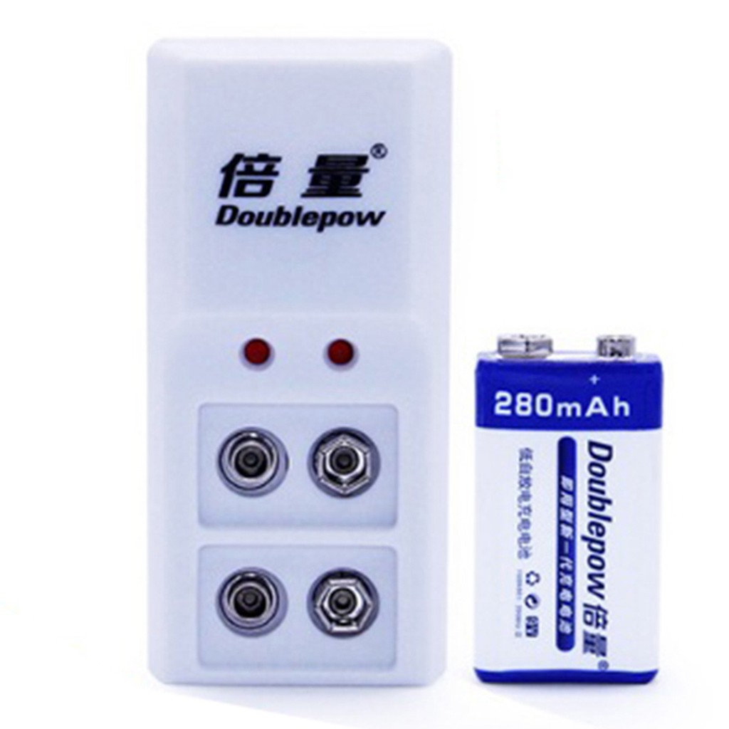 Pin vuông 9v sạc lại + tặng bộ sạc Doublepow