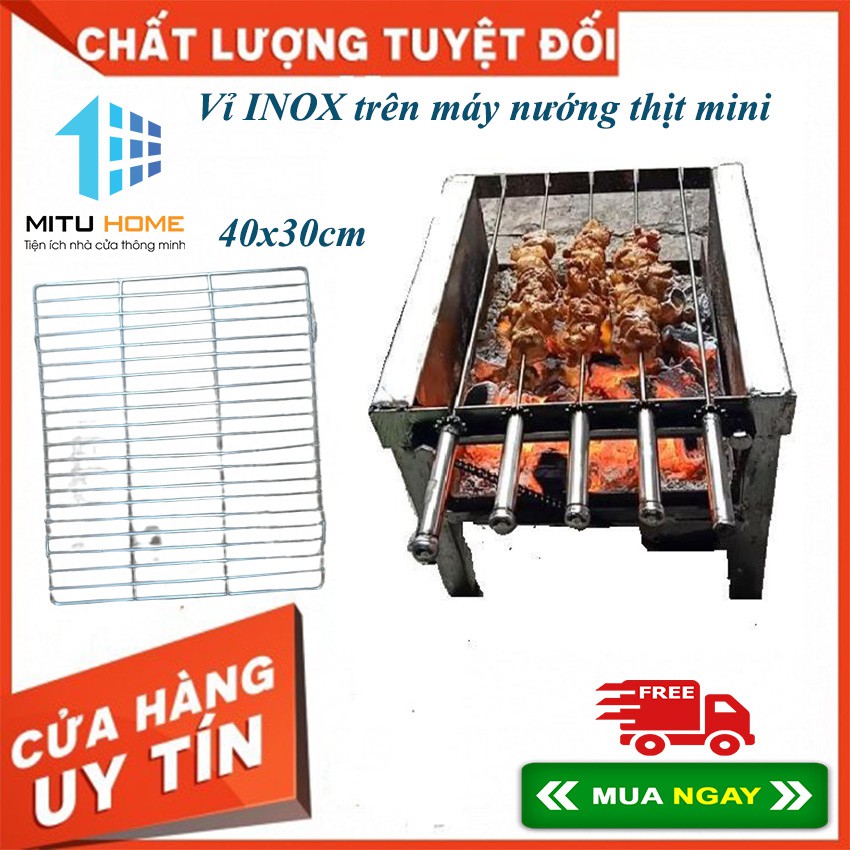 Vỉ INOX trên máy nướng thịt mini - MITUHOME - Kích thước 40x30cm - Chuyên dùng cho nướng thịt, nướng chả [Sp chỉ có vỉ]