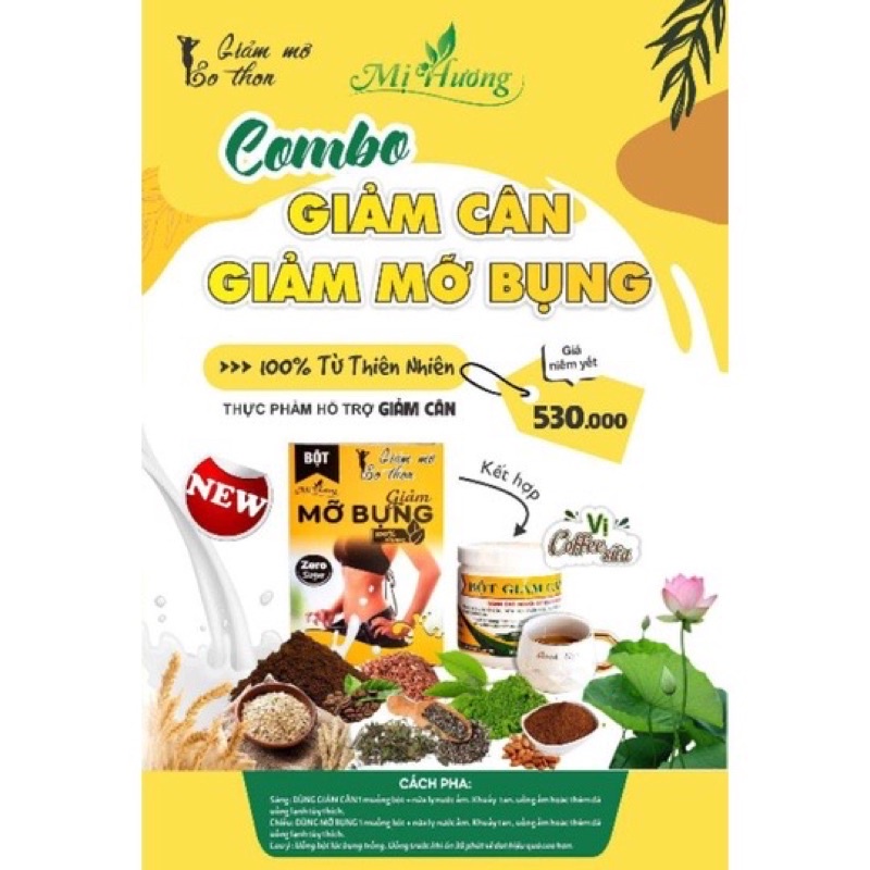 Combo 1 Bột Giãm Mỡ Và 1 Bột Giảm Cân Chính Hãng Mị Hương