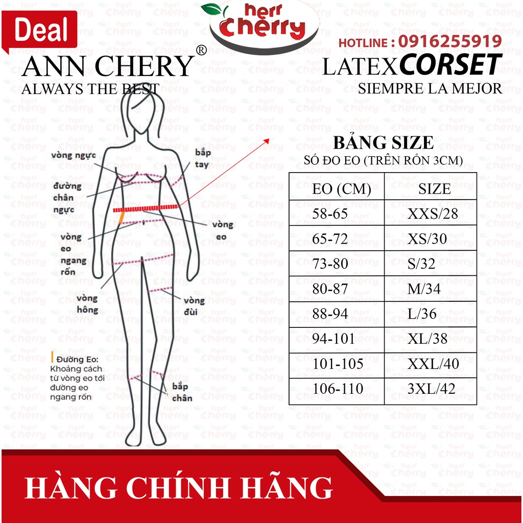 Đai nịt bụng giảm mỡ Ann Chery 2022 Pink 3 Hooks Fajas Latex Vest