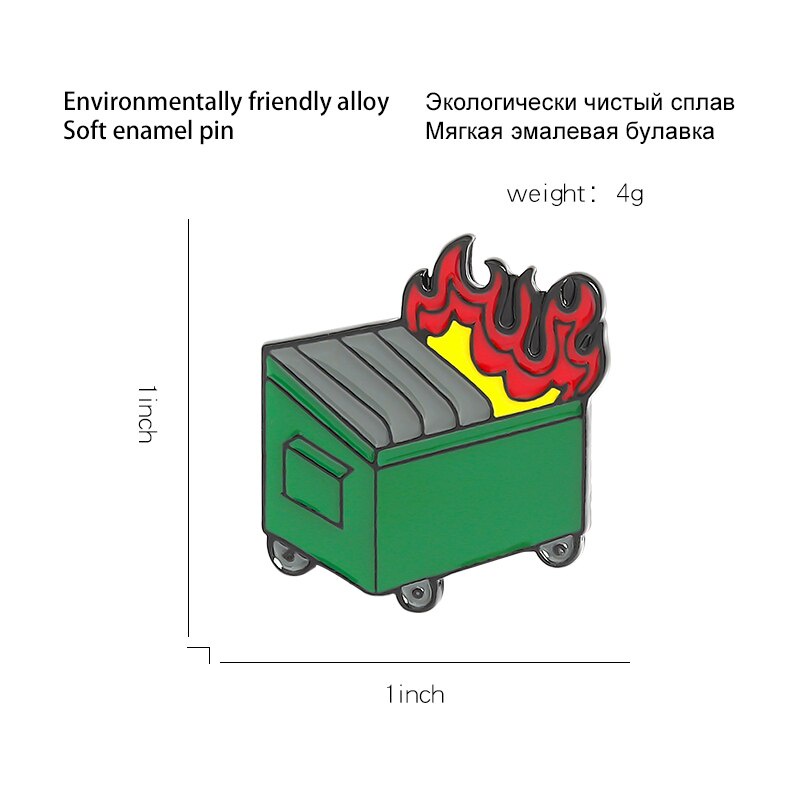 Huy Hiệu Cài Áo Hình Thùng Rác Hoạt Hình Ngộ Nghĩnh