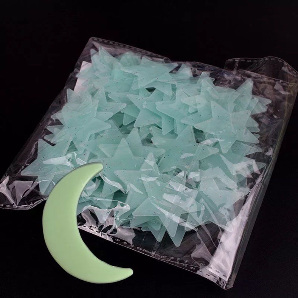 YIYU Miếng Dán Tường Dạ Quang Hình Mặt Trăng / Ngôi Sao Nhiều Màu Trang Trí Phòng Ngủ Diy