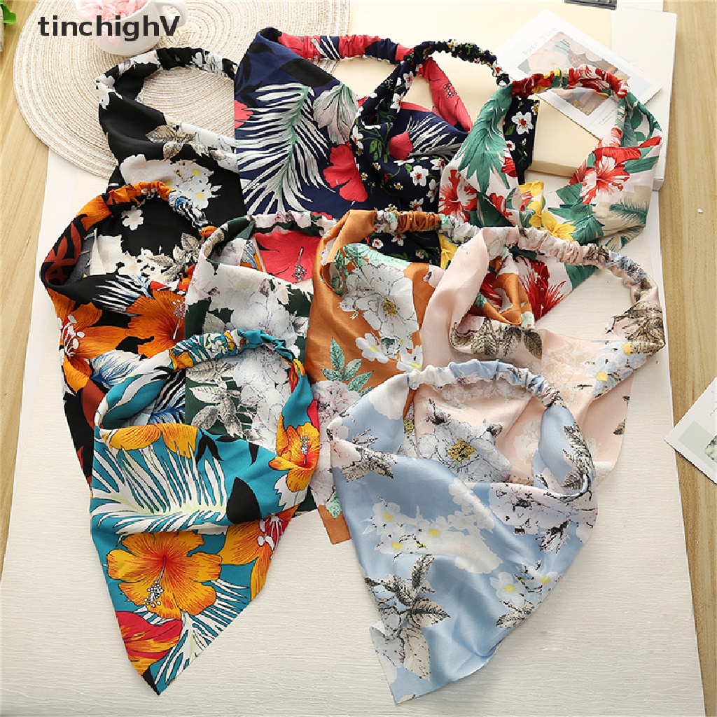 Băng Đô Co Giãn In Họa Tiết Hoa / Tam Giác Thời Trang