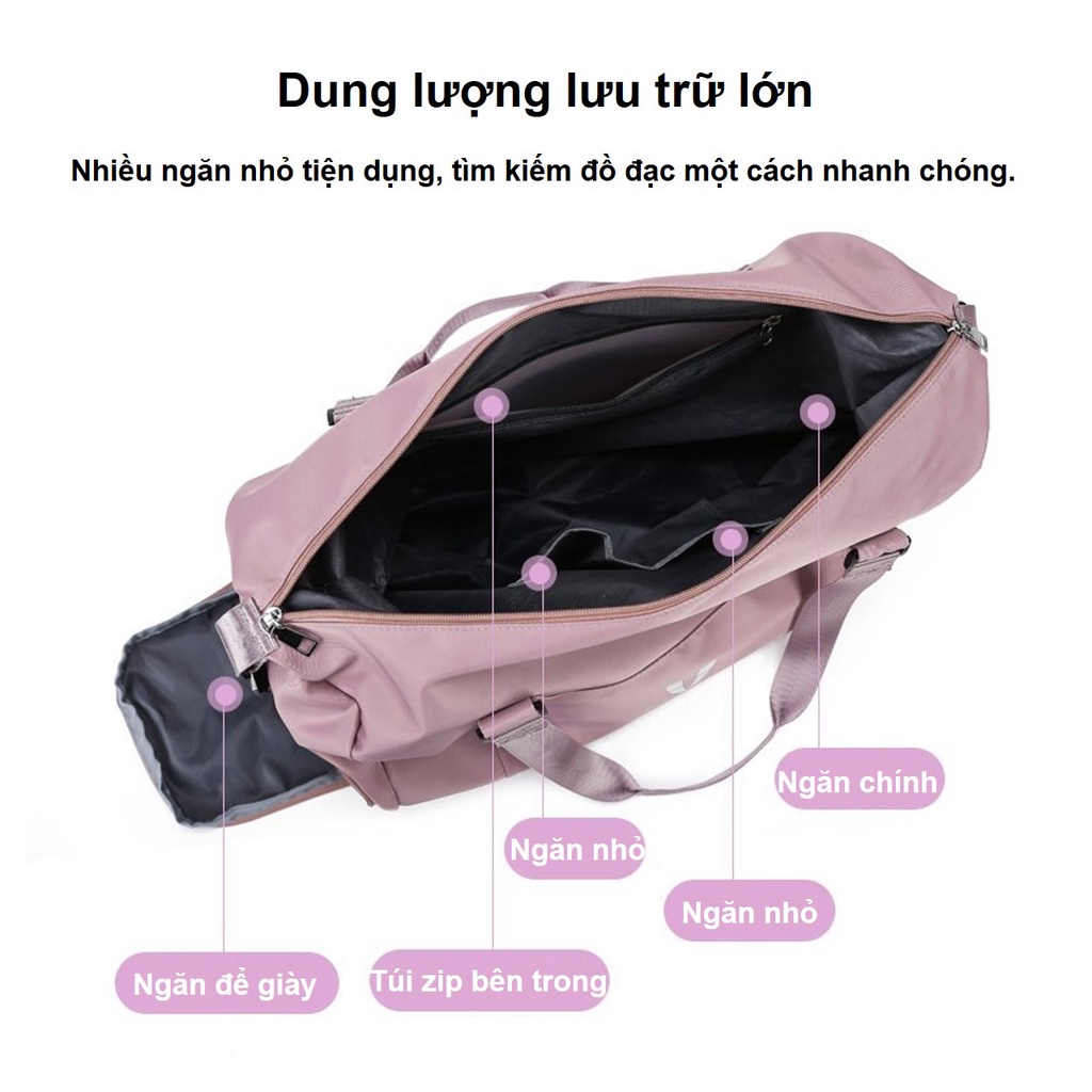 Túi Du Lịch Thể Thao Nhiều Ngăn Có Ngăn Tách Đồ Khô Ướt, Ngăn Để Giày Riêng Sarus Crane SC32