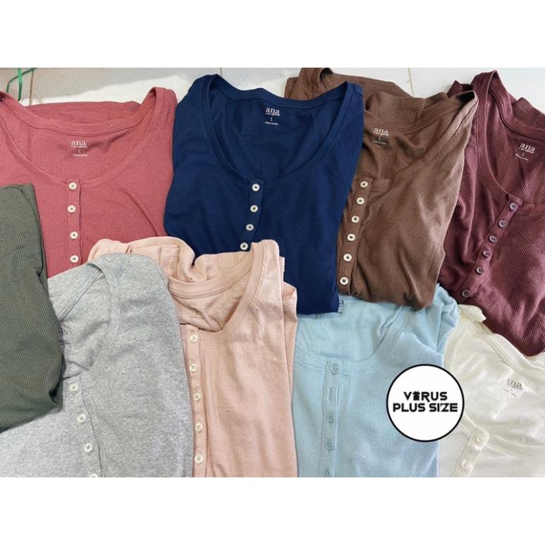 PLUSSIZE Áo thun gân henley ana bigsize tay dài BIGSIZE