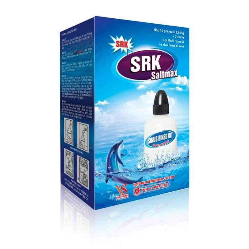 Bình rửa mũi SRK Saltmax ( Bình 240ml kèm 10 gói muối )