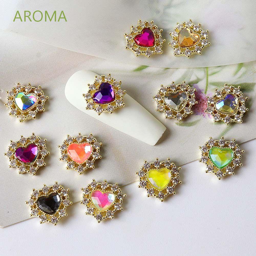 [Hàng mới về] Phụ kiện đá zircon trang trí móng tay nghệ thuật thủ công hình trái tim kiểu Nhật thời trang sang trọng