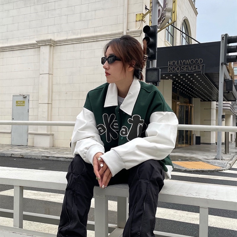 Áo Khoác Bóng Chày Hoạ Tiết Thêu Thời Trang Nam Nữ 2022