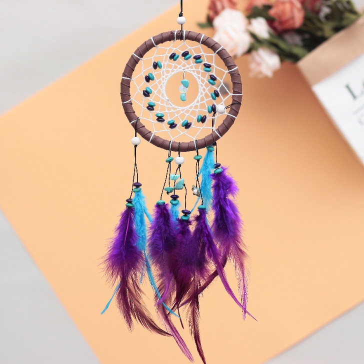 [Hàng sẵn] Chuông gió Dream Catcher Handmade Tròn Có Lông Vũ