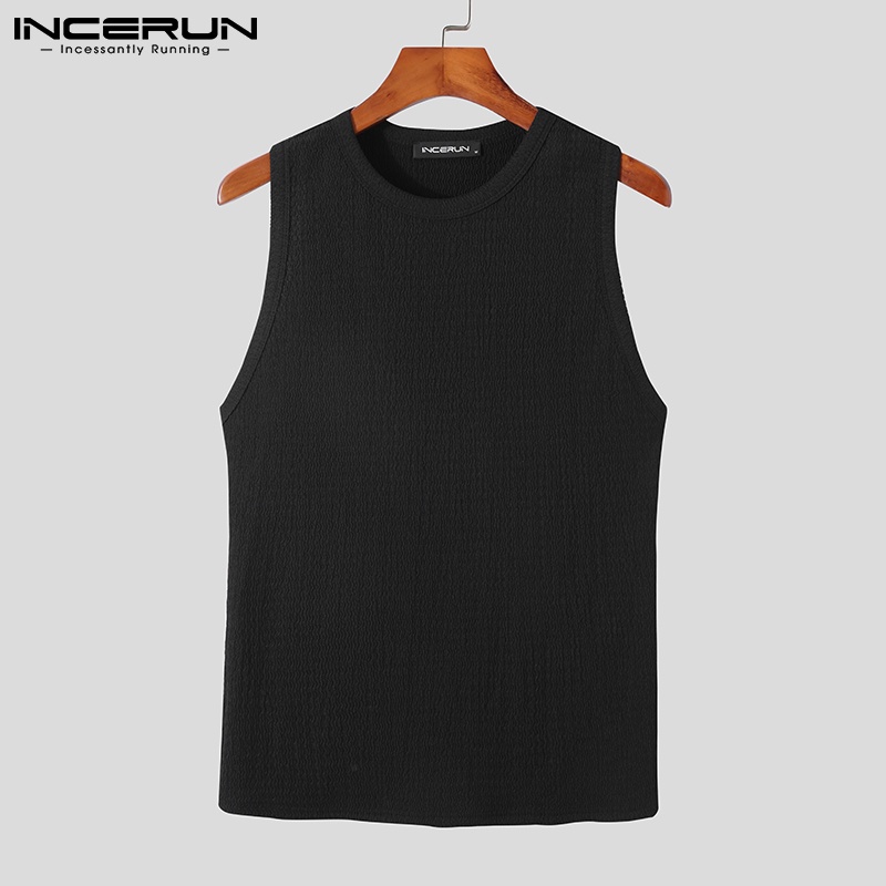 Áo thun ba lỗ INCERUN màu sắc đơn giản cho nam