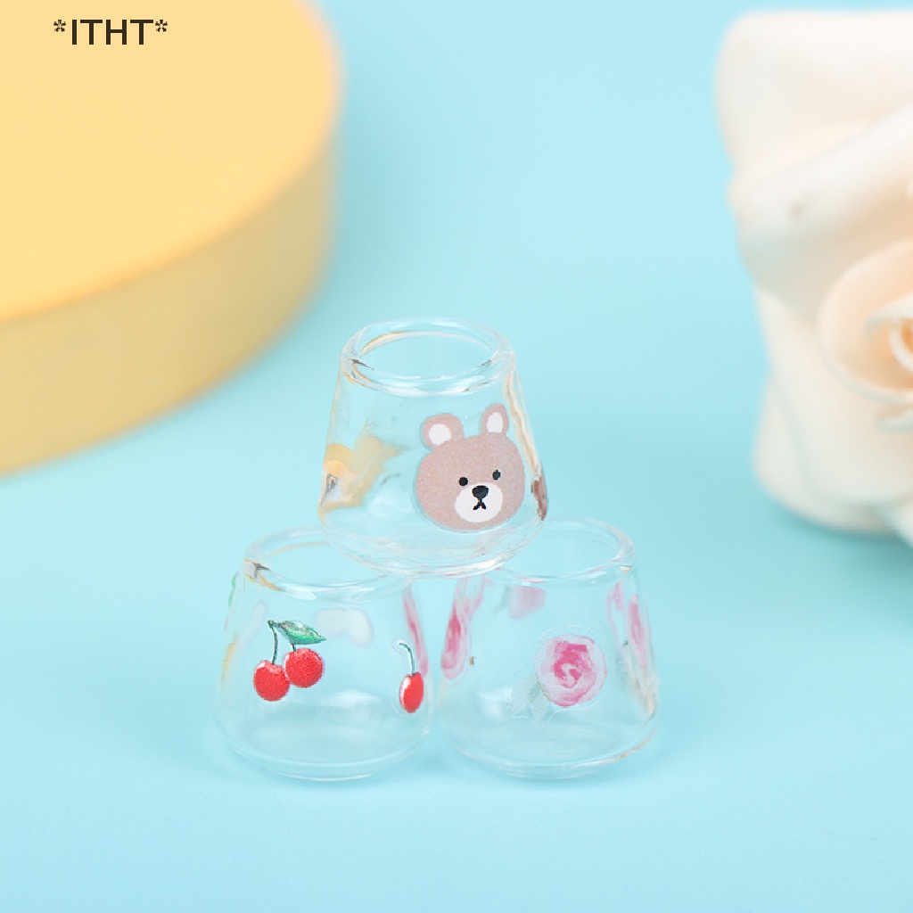 Bộ 4 Ly Thủy Tinh Trong Suốt Dùng Trang Trí Nhà Búp Bê Tỉ Lệ 1 / 12