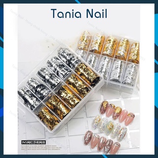 Foil Dán Móng Thương Hiệu Hoa Nghệ Thuật Vân Đá Set 10 Cuộn