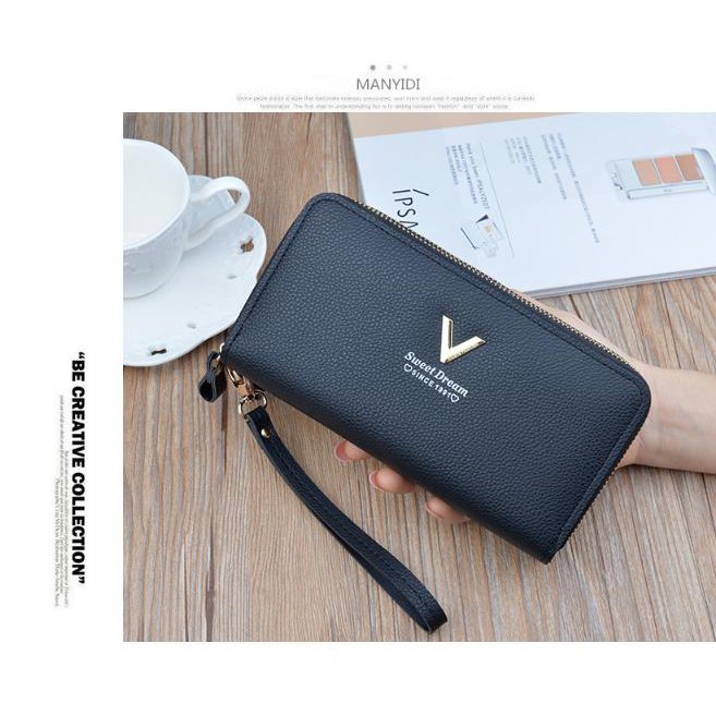 Ví dài cầm tay 2 ngăn khoá lớn siêu bền đẹp kiểu dáng hàn quốc Y - 7001