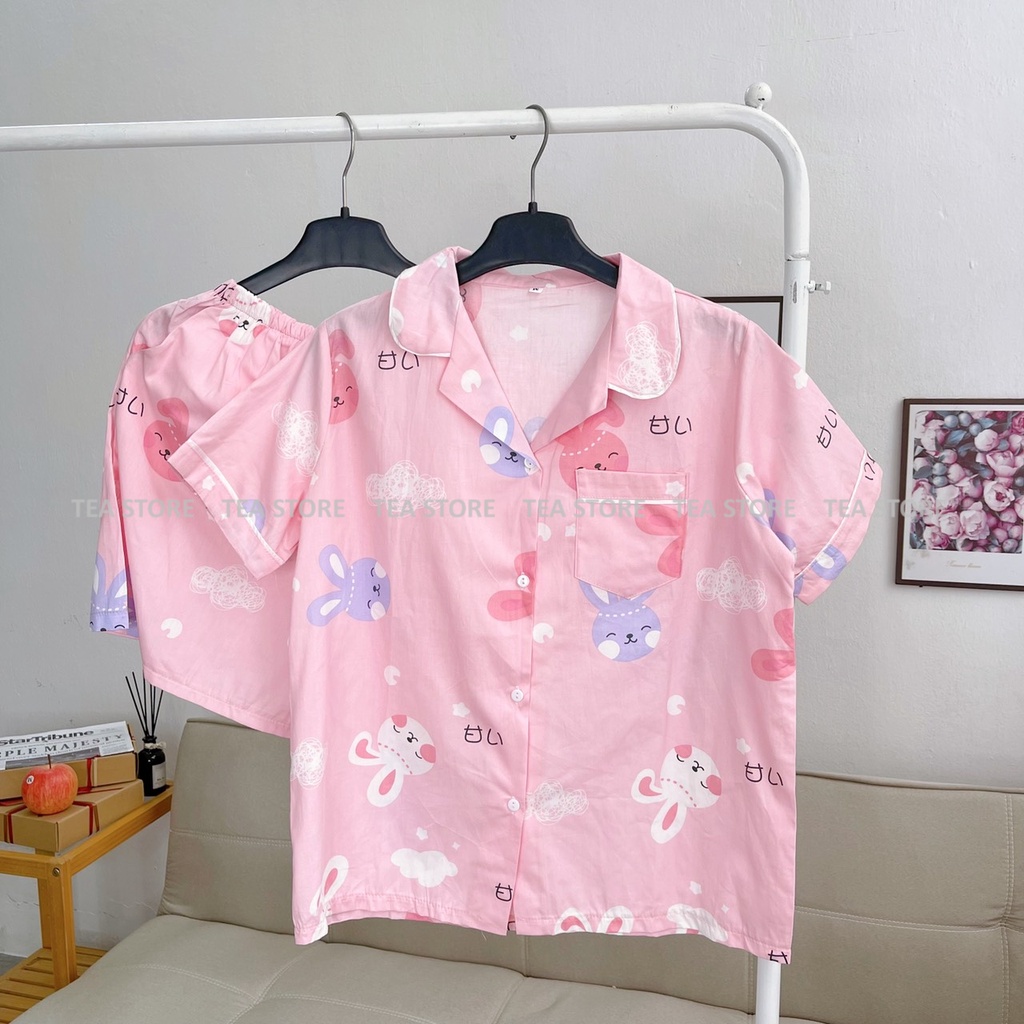 Bộ đồ chất thô Tea Store họa tiết dễ thương